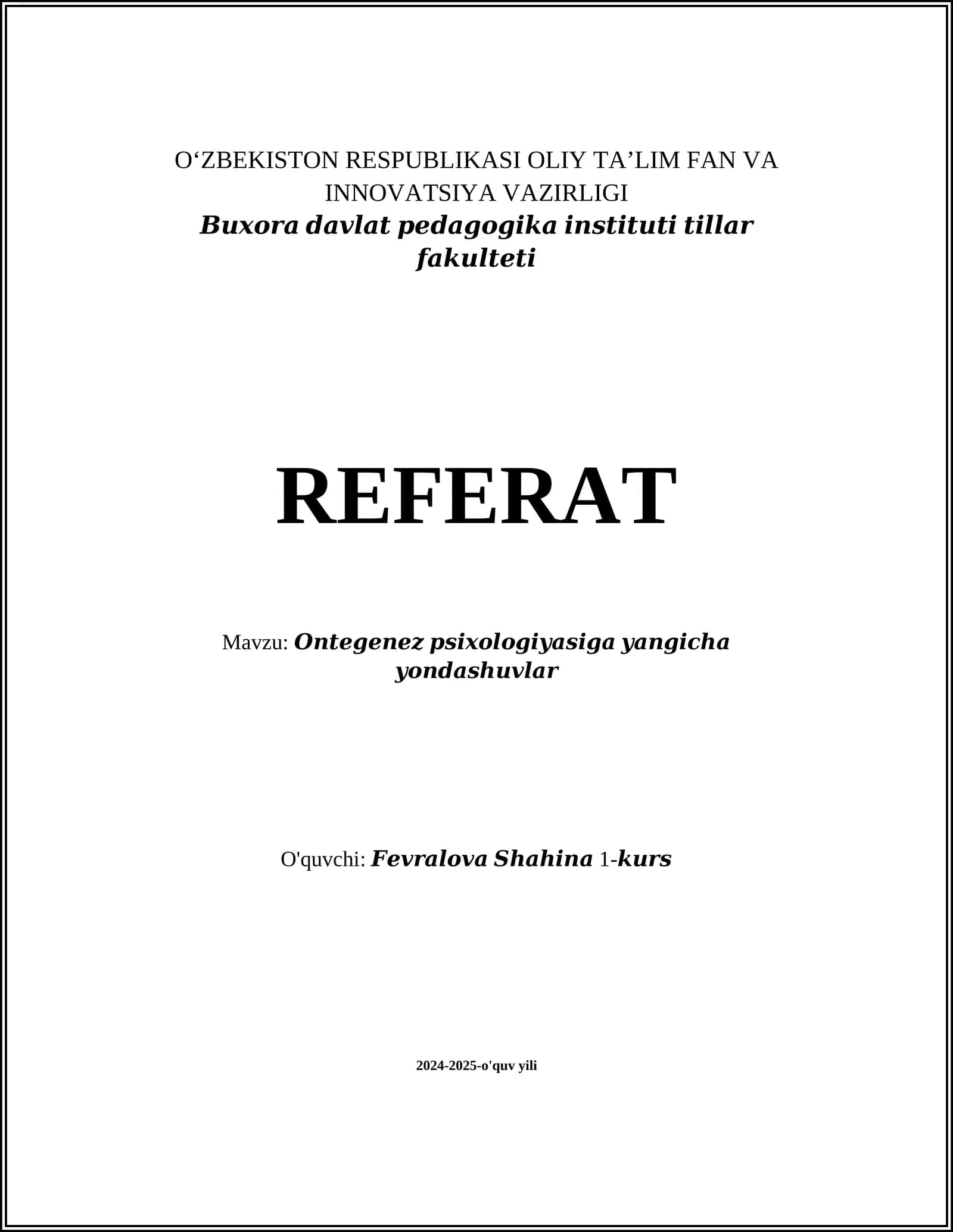 Ontogenez tushunchasi