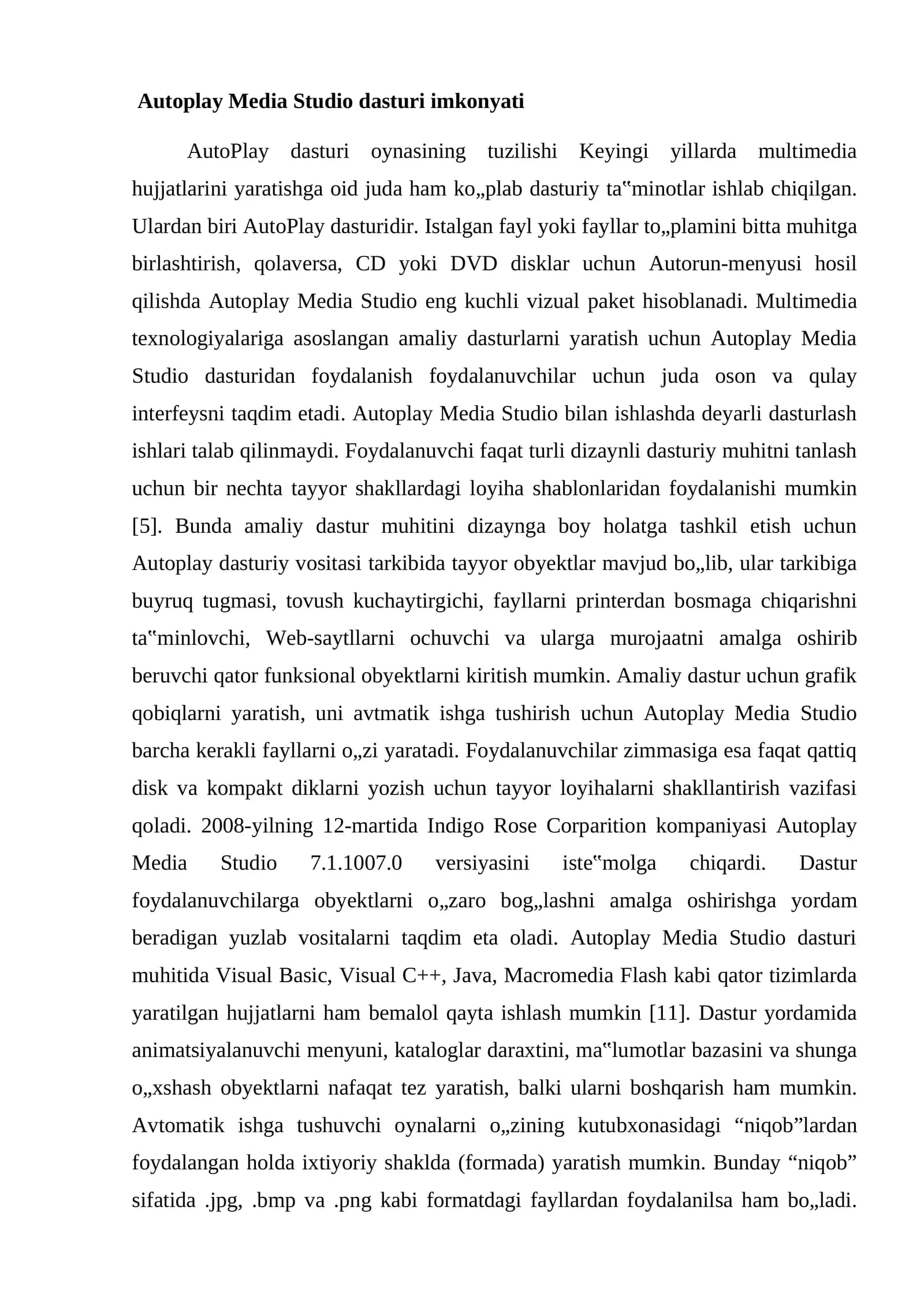 Autoplay Media Studio dasturi imkonyati