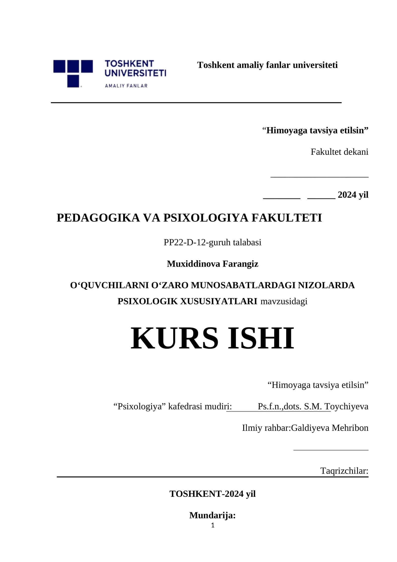 "O‘quvchilarni o‘zaro munosabatlardagi nizolarda psixologik xususiyatlari"