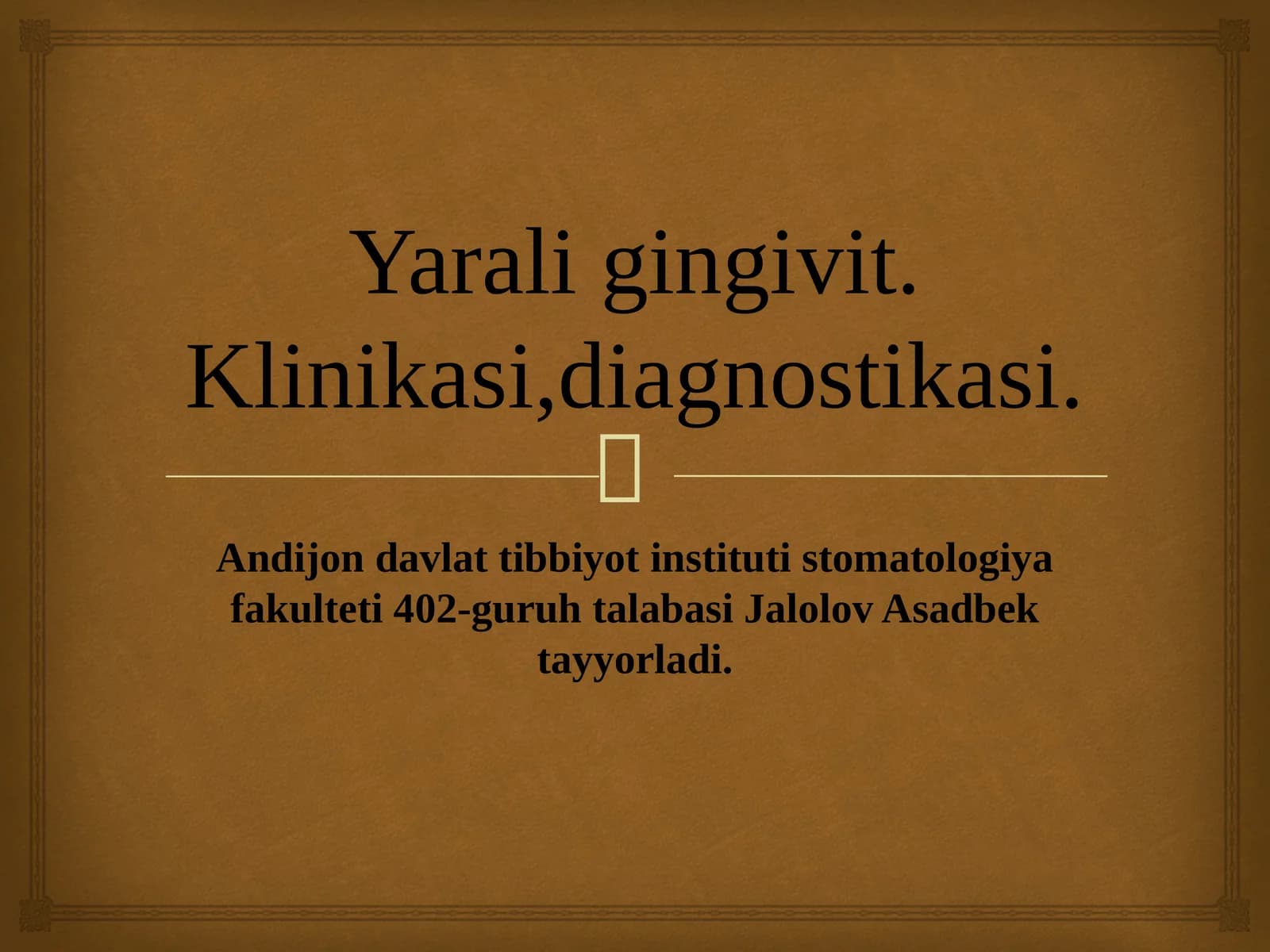 Yarali gingivit. Klinikasi,diagnostikasi.