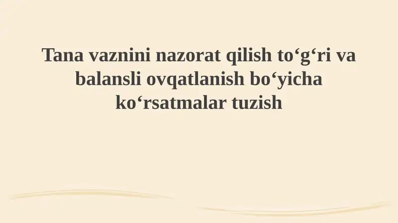 Sog'lom vazn uchun to'g'ri ovqatlanish asoslari