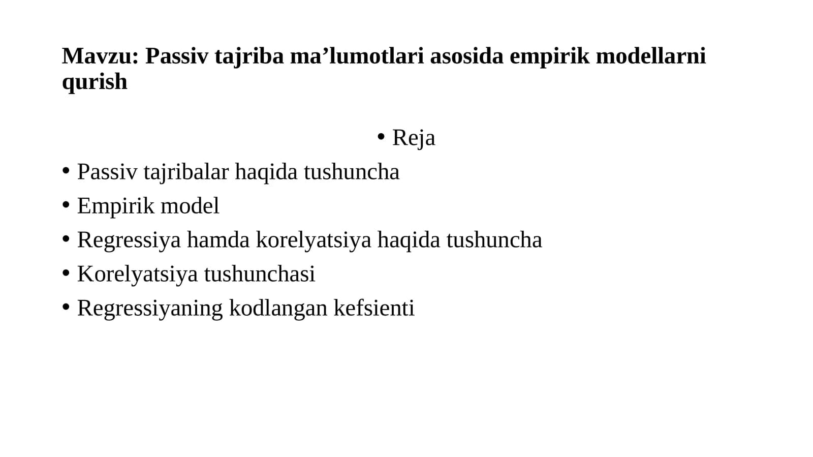 regressiya va korelyatsiya haqida tushuncha