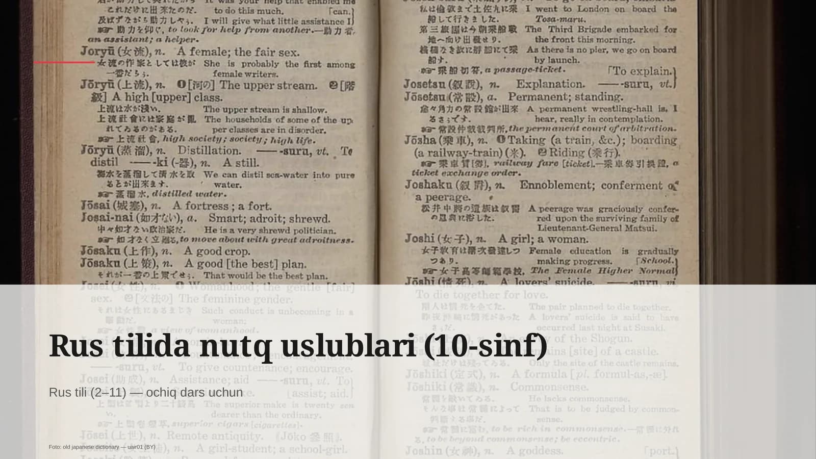 Rus tilida nutq uslublari (10-sinf)