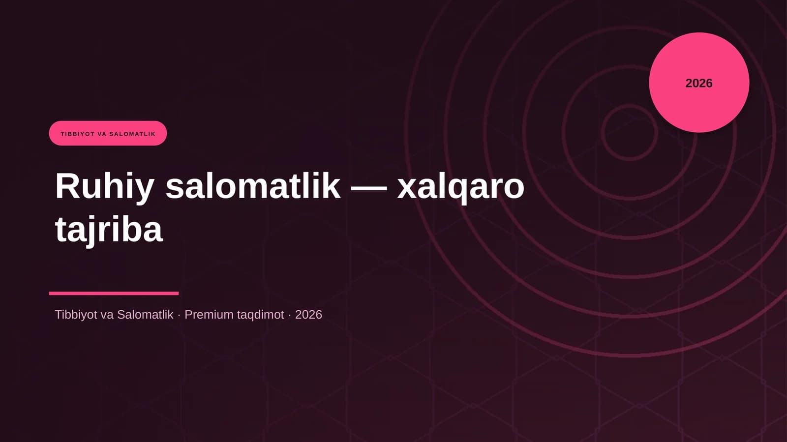 Ruhiy salomatlik — xalqaro tajriba