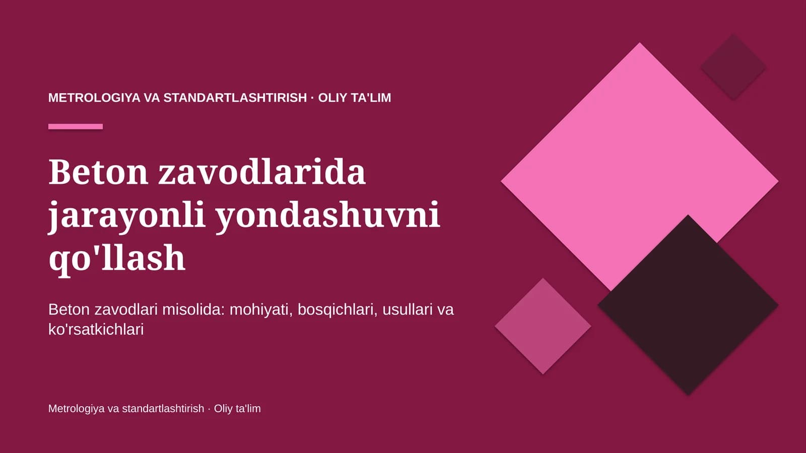 Beton zavodlarida jarayonli yondashuvni qo'llash