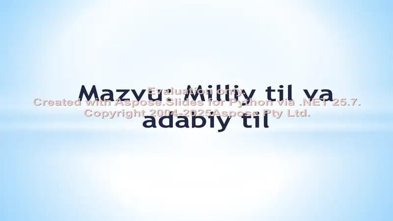 Milliy til va adabiy til