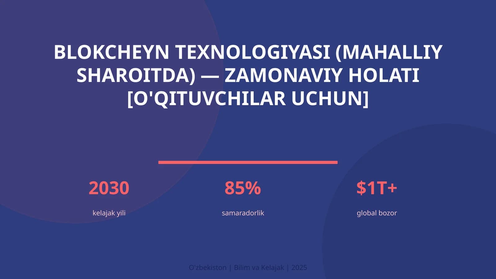 Blokcheyn texnologiyasi (mahalliy sharoitda) — zamonaviy holati [o'qituvchilar uchun]