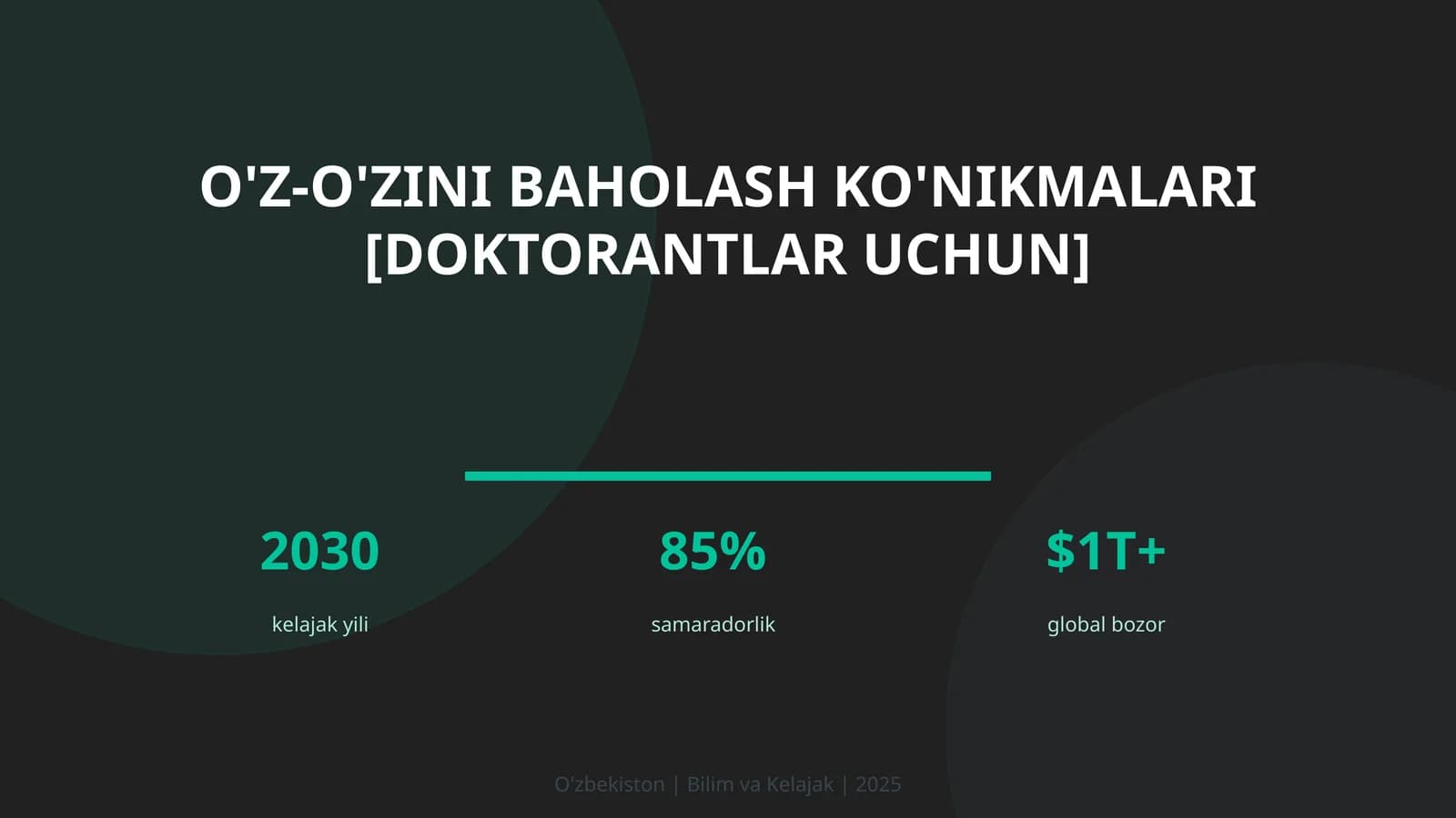 O'z-o'zini baholash ko'nikmalari [doktorantlar uchun]