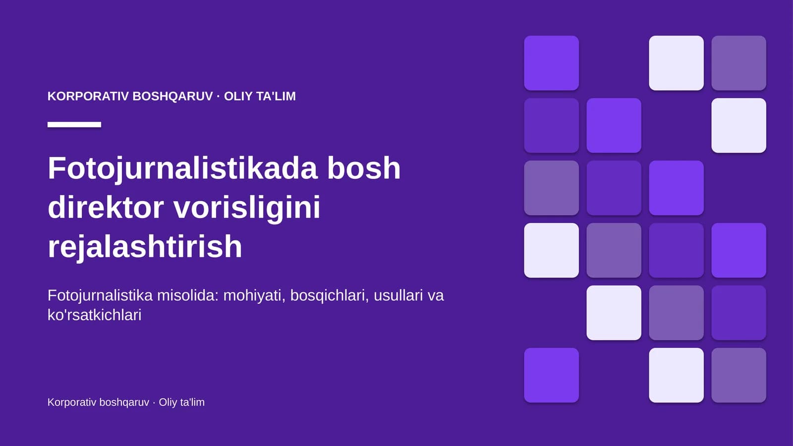fotojurnalistikada bosh direktor vorisligini rejalashtirish 4972
