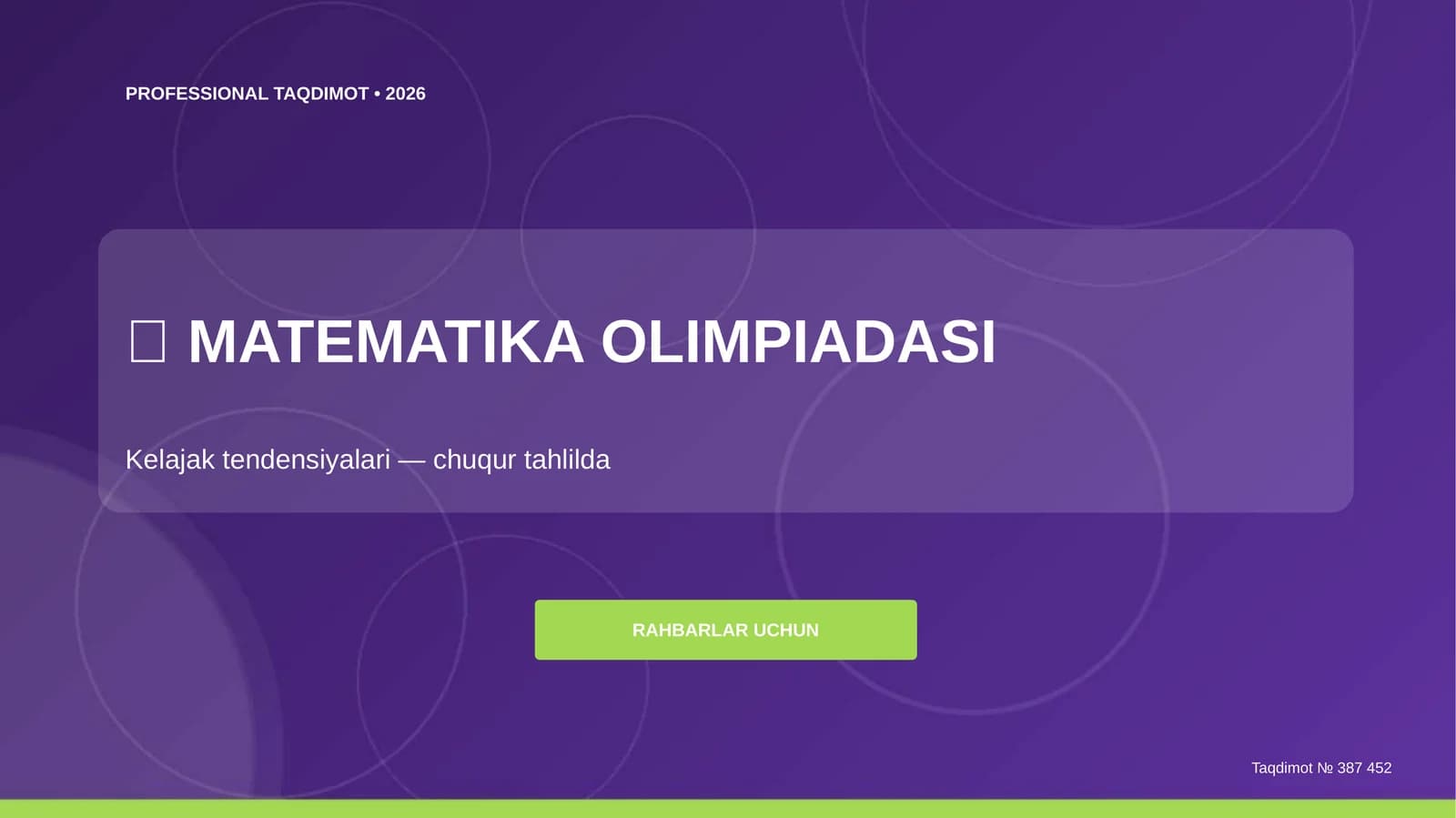 Matematika Olimpiadasi: Kelajak Tendensiyalari (Chuqur Tahlilda) [Rahbarlar Uchun]