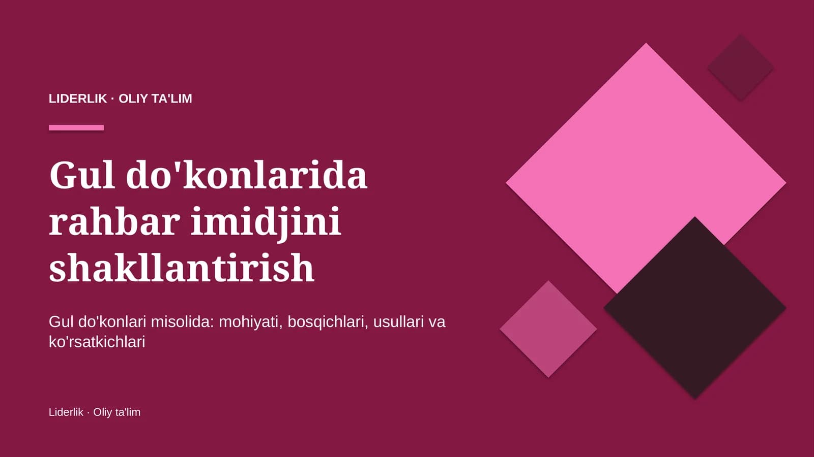 Gul do'konlarida rahbar imidjini shakllantirish