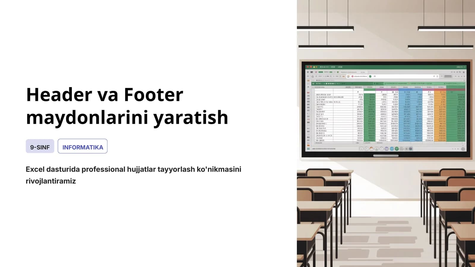 Header va Footer maydonlarini yaratish