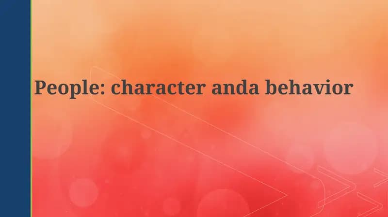 Character and Behavior