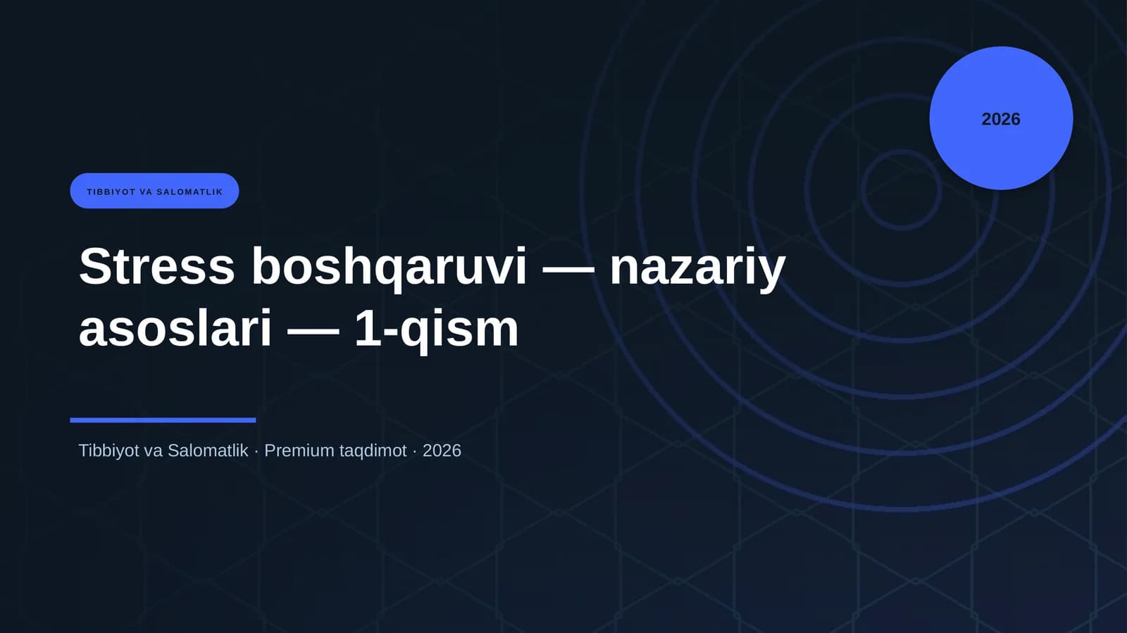 Stress boshqaruvi — nazariy asoslari — 1-qism