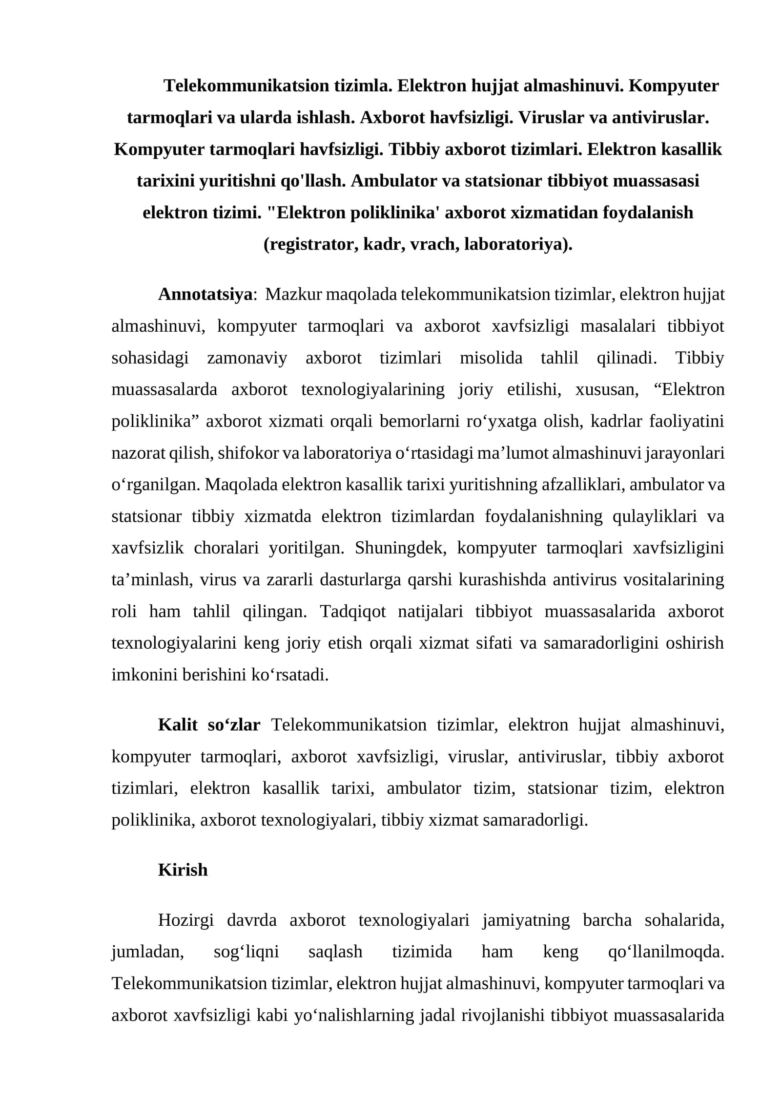 Tibbiy axborot tizimlari