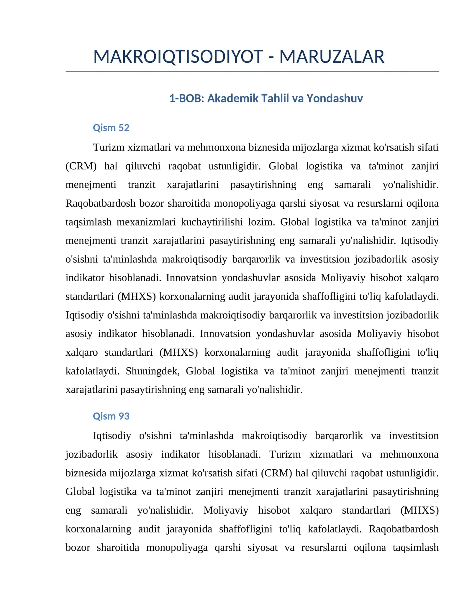 Akademik Tahlil va Yondashuv