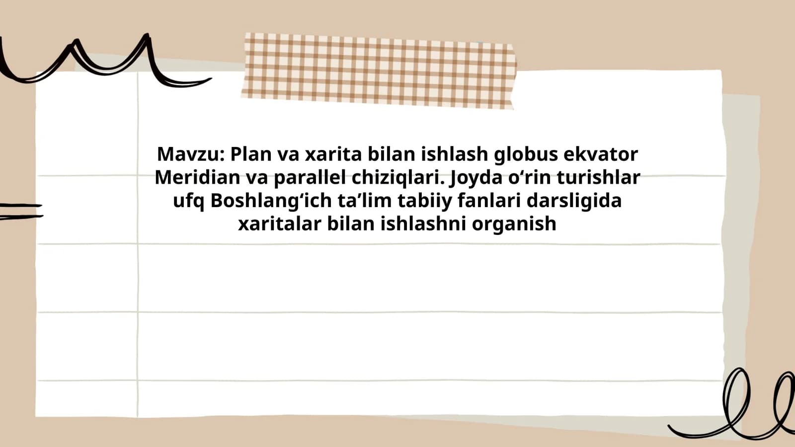 Plan va xarita bilan ishlash globus