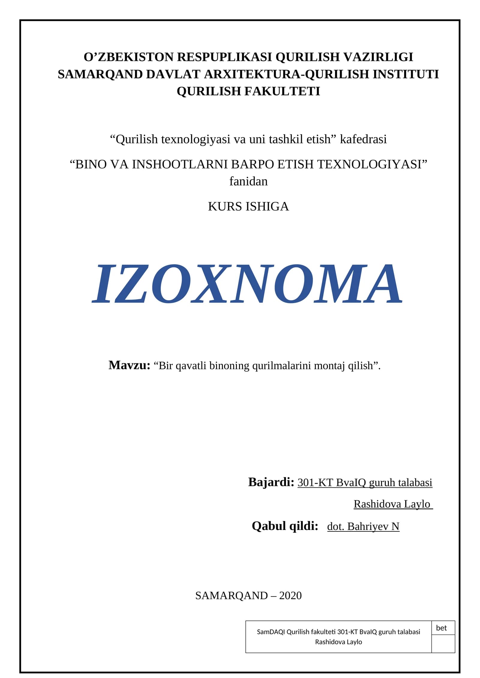 Bosqich loyihasi