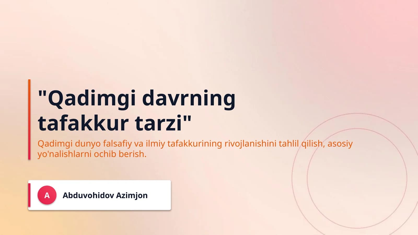 "Qadimgi davrning