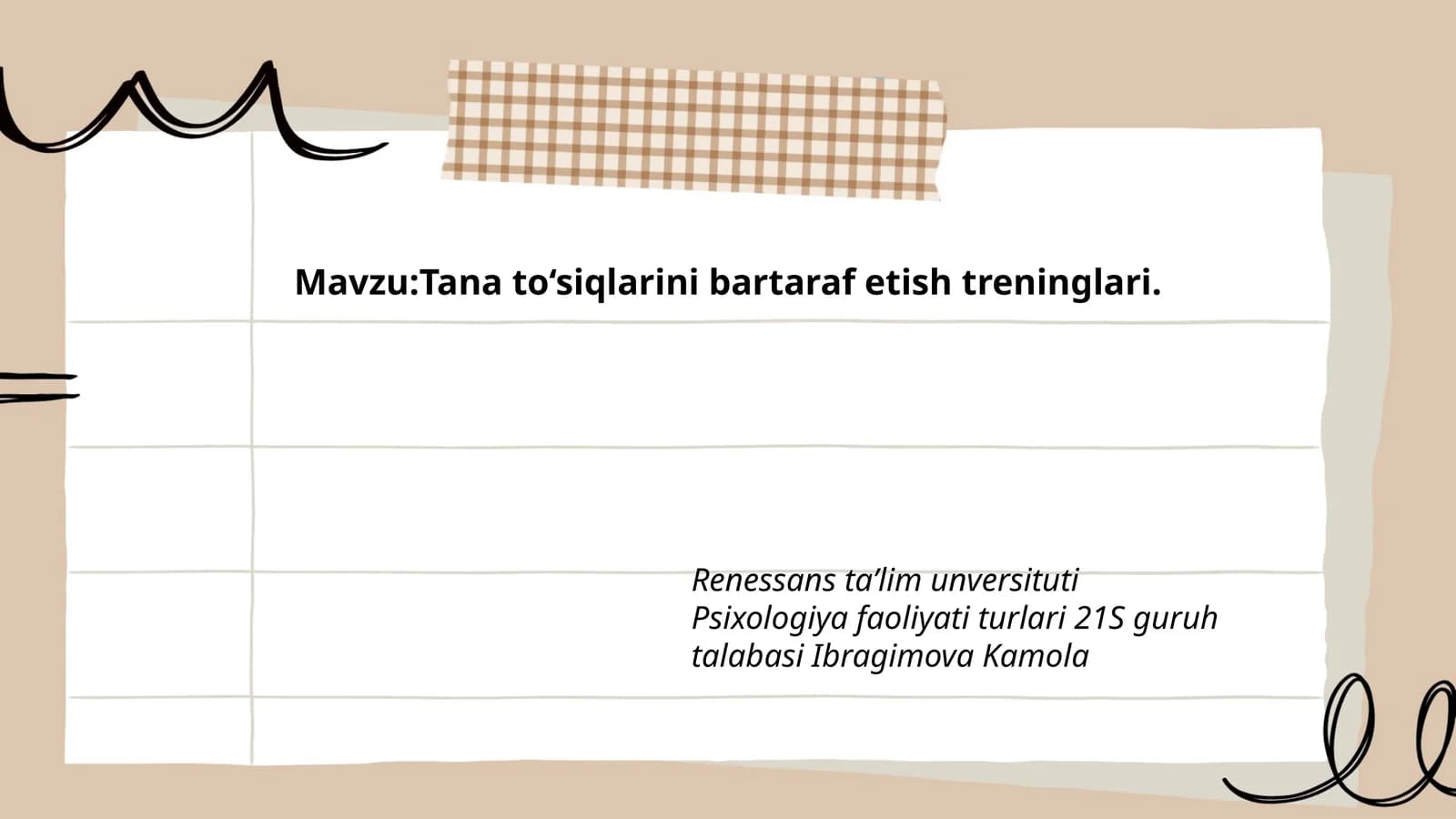 Tana to‘sirlarini bartaraf etish treninglari