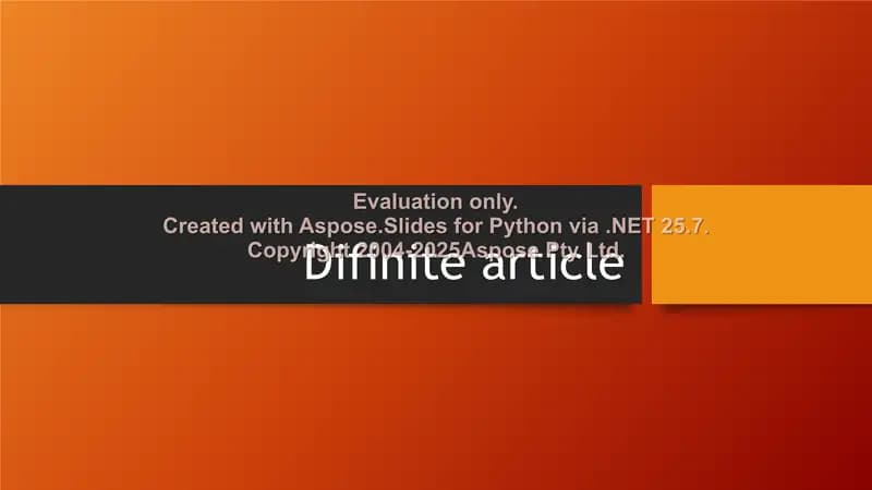 Difinite article