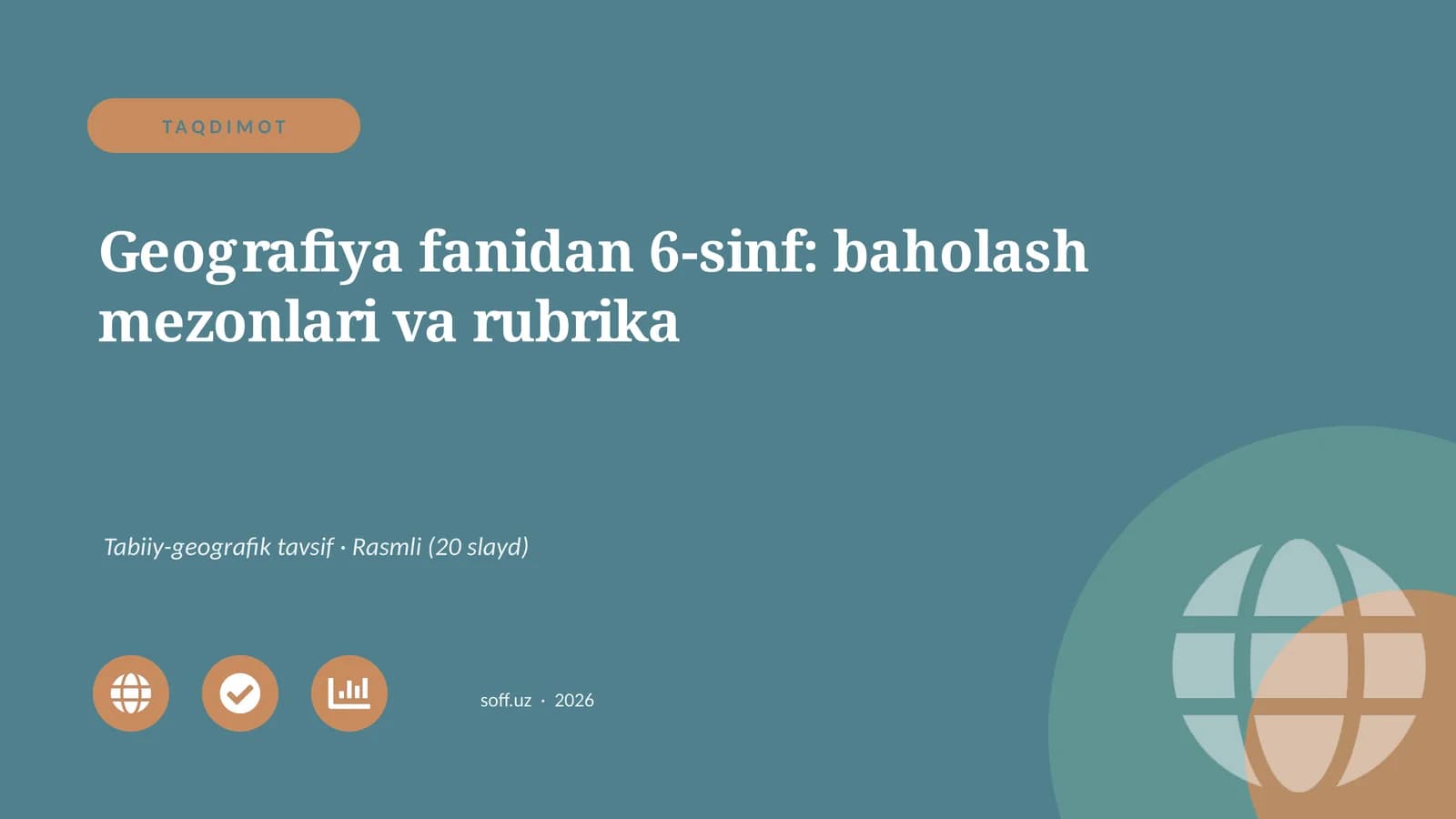 Geografiya fanidan 6-sinf: baholash mezonlari va rubrika