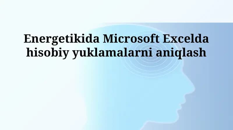 Excel energetika hisoblashlari