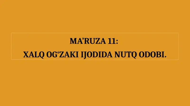Xalq og‘zaki ijodi