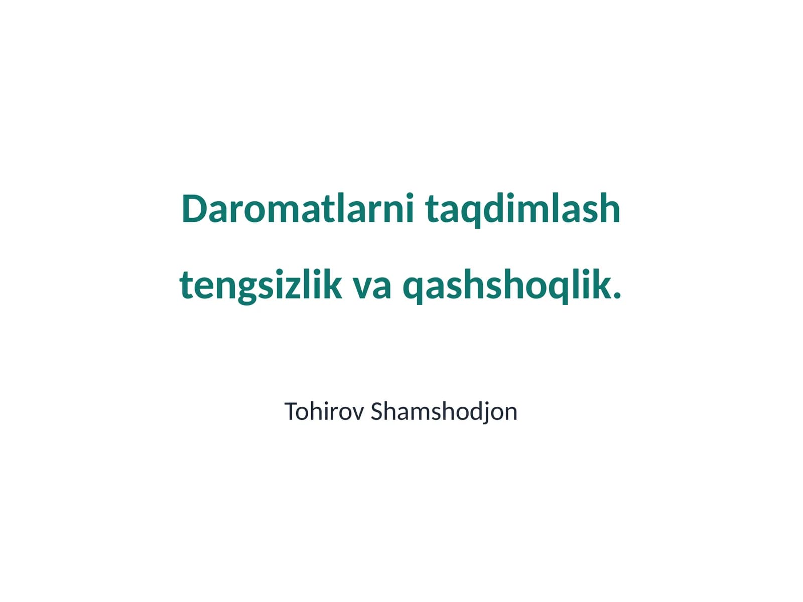 Daromatlarni taqdimlash tengsizlik va qashshoqlik