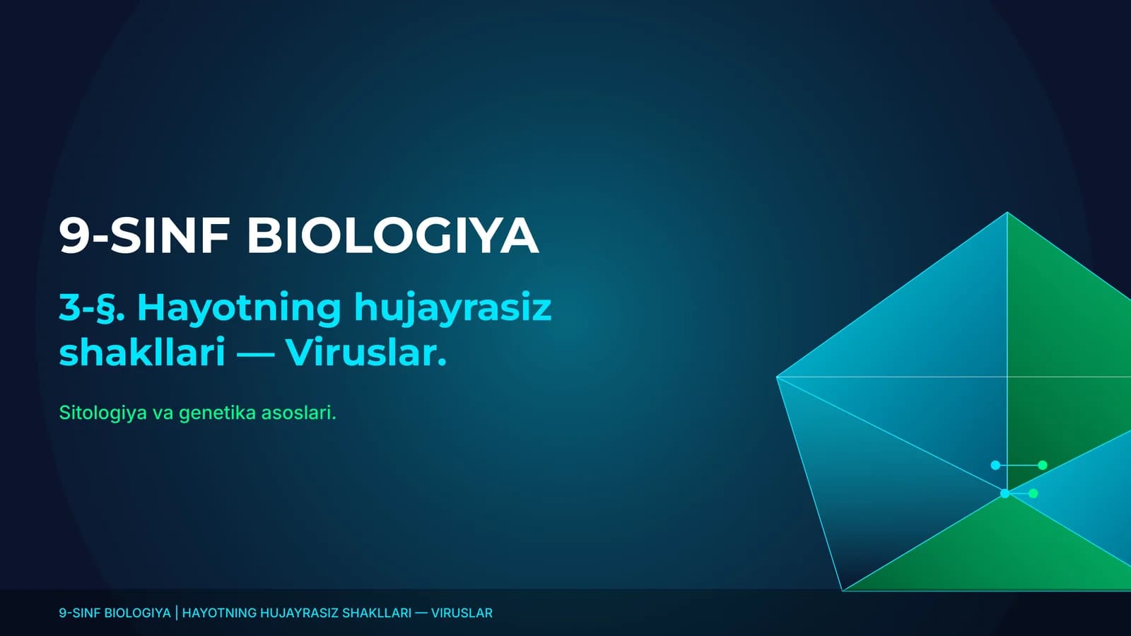 9-SINF BIOLOGIYA | HAYOTNING HUJAYRASIZ SHAKLLARI — VIRUSLAR