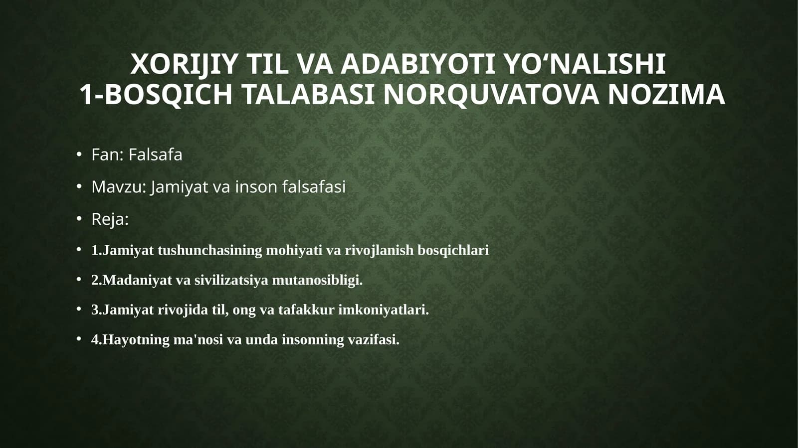 Jamiyat va inson falsafasi