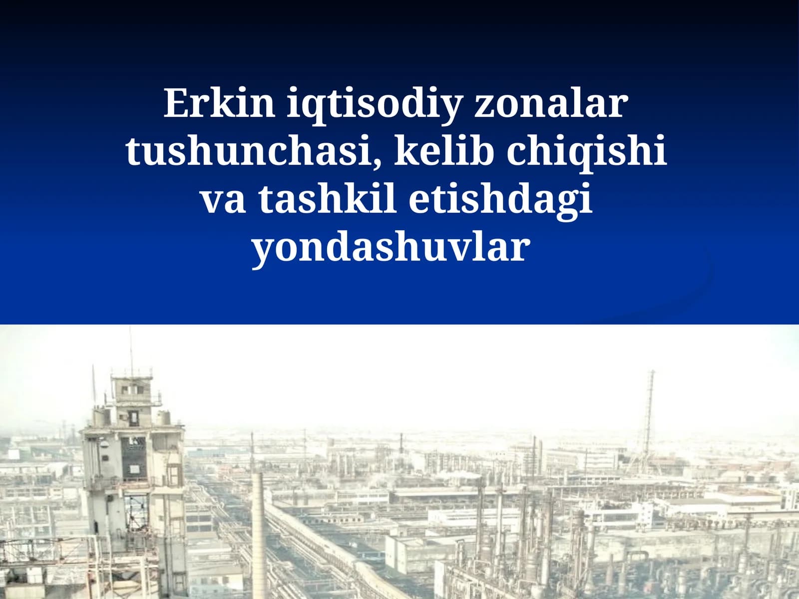 Erkin iqtisodiy zonalartushunchasi,kelibchiqishivatashkiletishdagiyondashuvlar