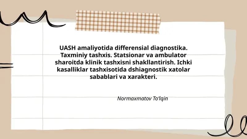 UASH amaliyotida differensial diagnostika