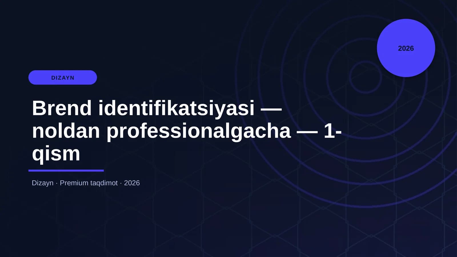 Brend identifikatsiyasi — noldan professionalgacha — 1-qism