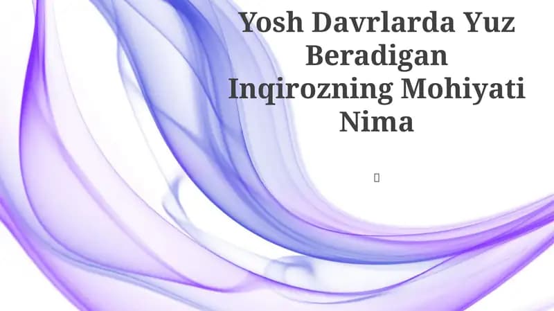 Yosh Davrlarda Yuz Beradigan Inqirozning Mohiyati Nima