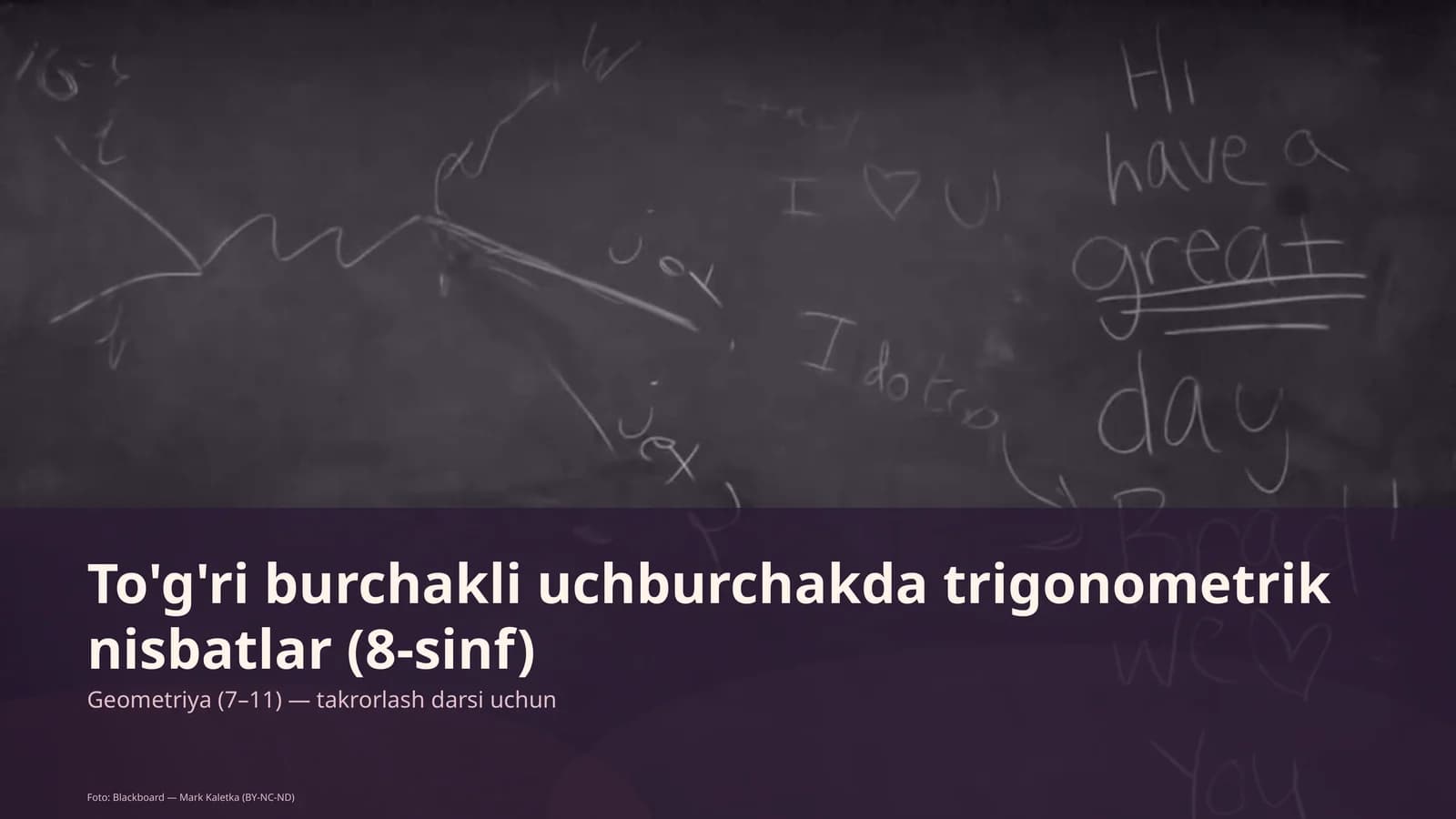 To'g'ri burchakli uchburchakda trigonometrik nisbatlar (8-sinf)