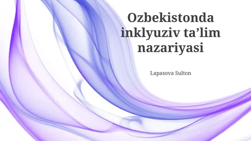 Ozbekistonda inklyuziv taʼlim nazariyasi