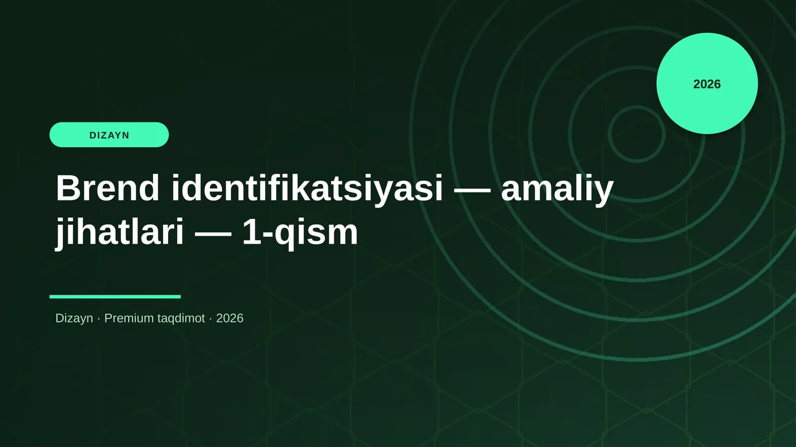 Brend identifikatsiyasi — amaliy jihatlari — 1-qism