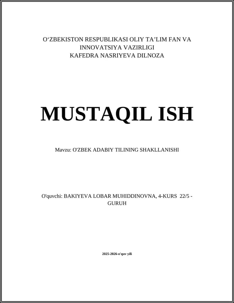 O'zbek adabiy tilining shakllanishi