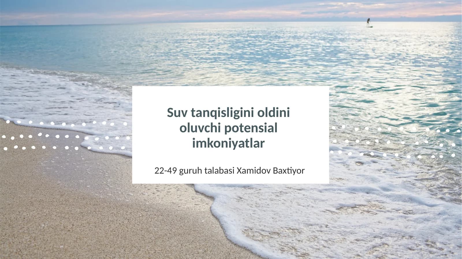 Suv tanqisligini oldini oluvchi potensial imkoniyatlar