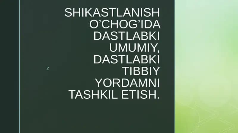 Birinchi tibbiy yordamni tashkil etish