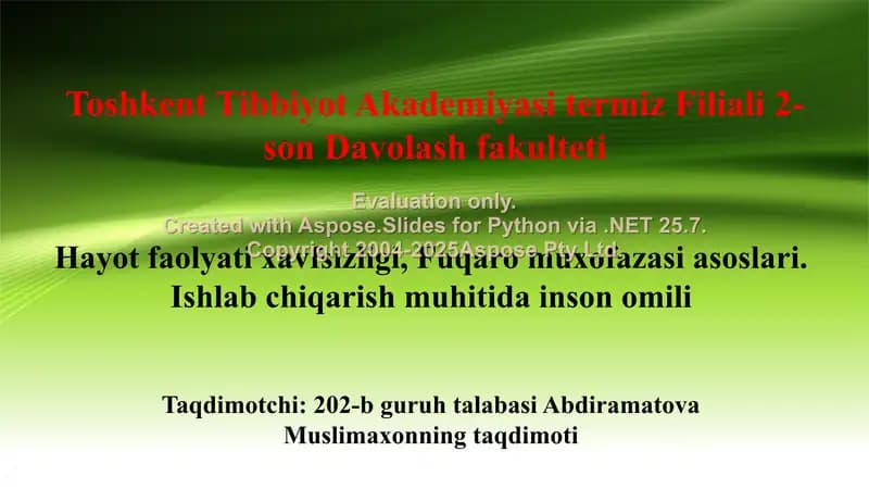 Hayot faoliyati xavfsizligi, Fuqaro muxofazasi asoslari. Ishlab chiqarish muhitida inson omili