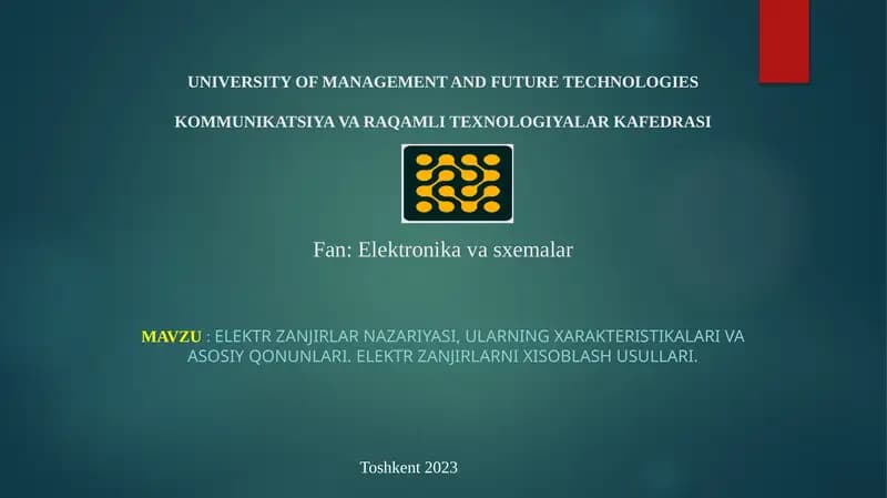 ELEKTR zanjirlar nazariyasi