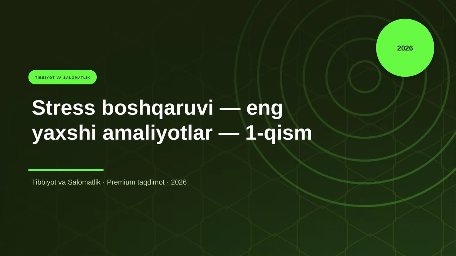 Stress boshqaruvi — eng yaxshi amaliyotlar — 1-qism