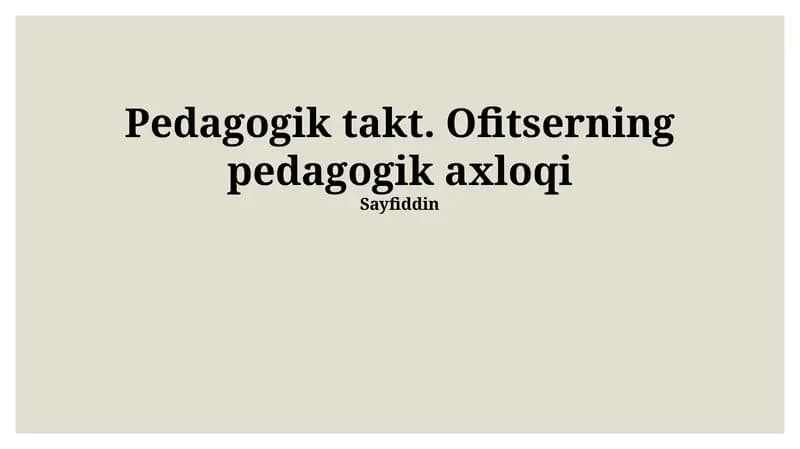 Ofitserning Pedagogik Axloqiy Me'yorlariga Doir