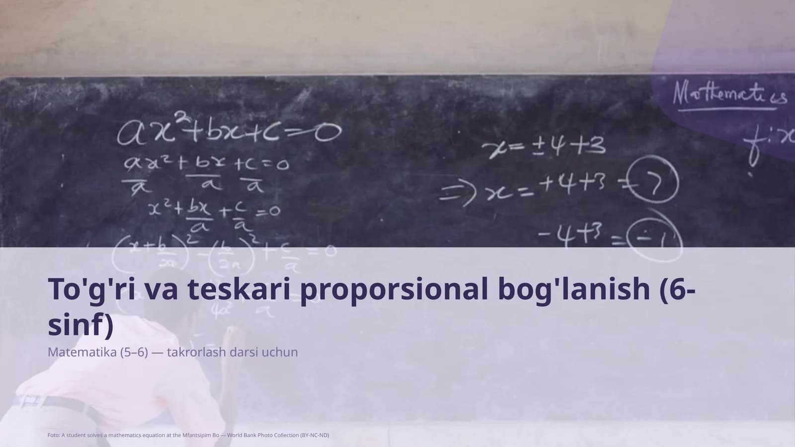 To'g'ri va teskari proporsional bog'lanish (6-sinf)