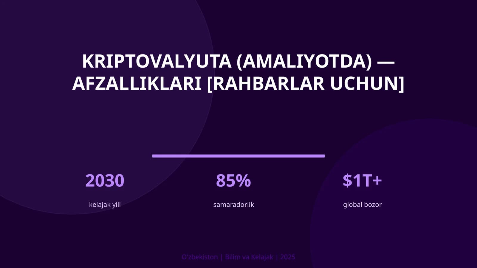 KRIPTOVALYUTA (AMALIYOTDA) — AFZALLIKLARI [RAHBARLAR UCHUN]