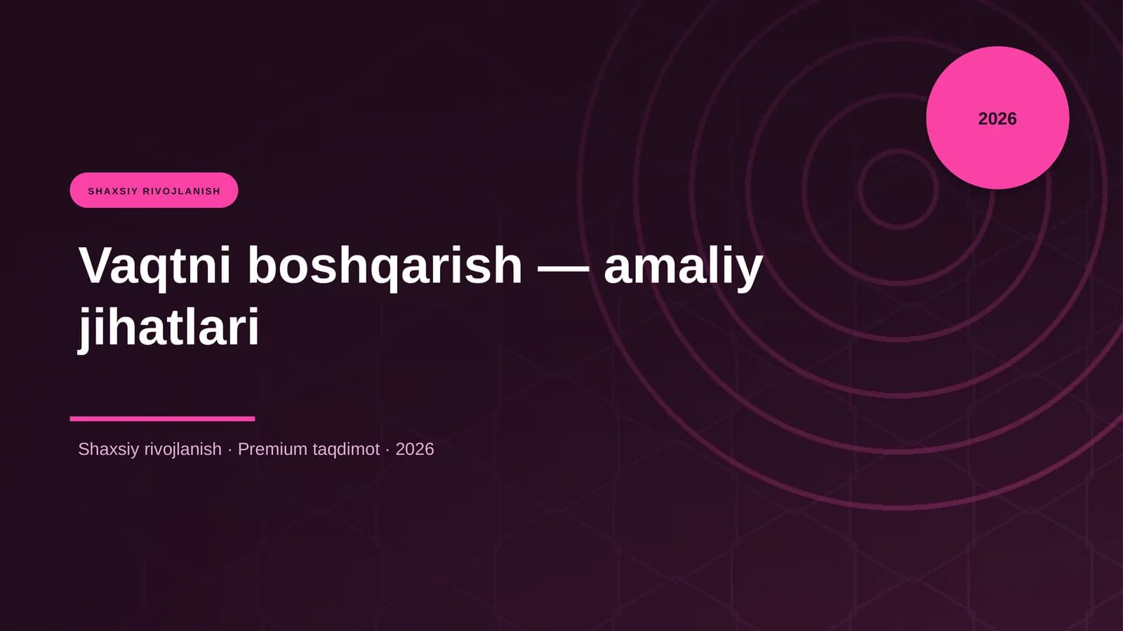 Vaqtni boshqarish — amaliy jihatlari