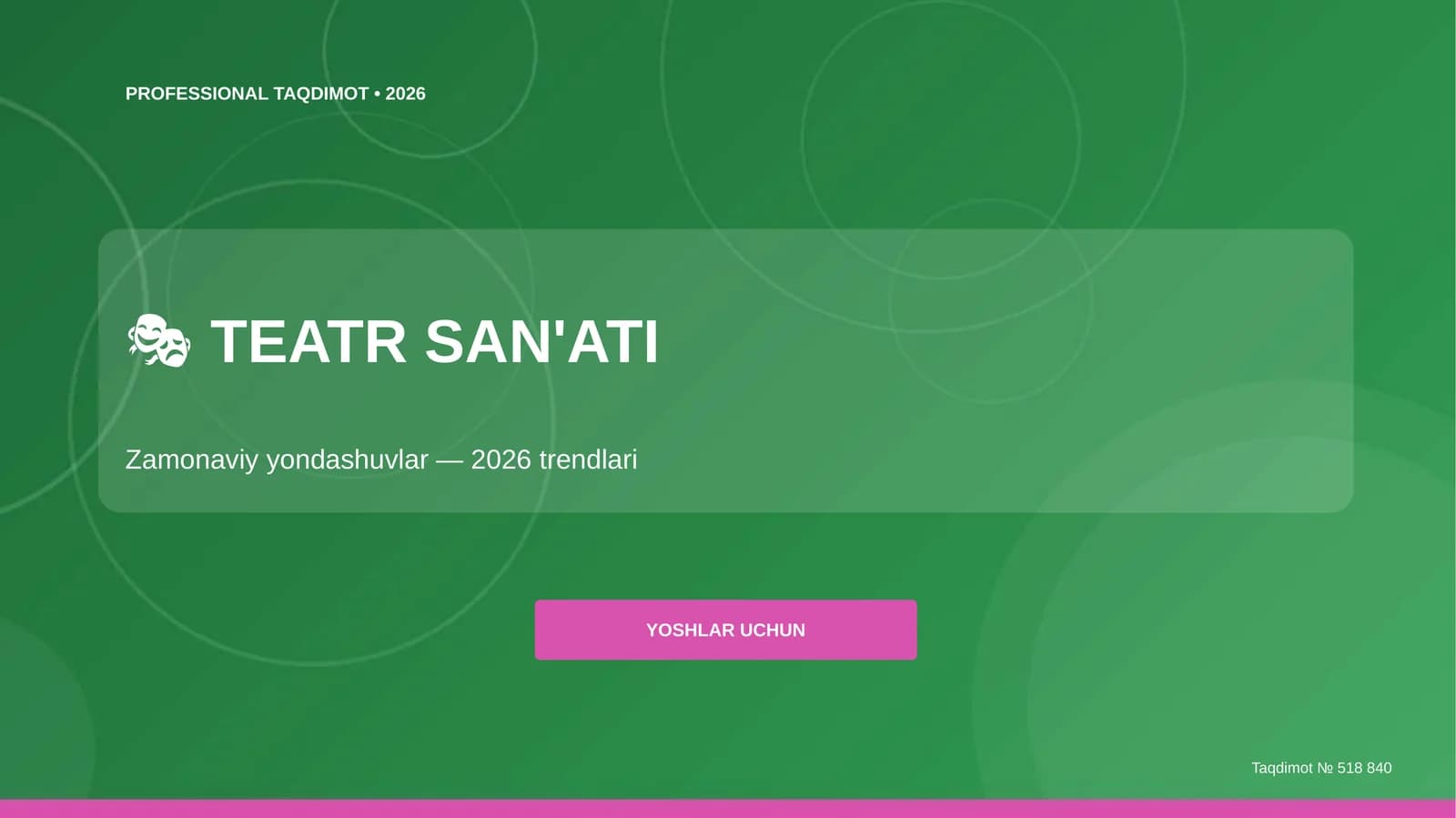 TEATR SAN'ATI: Zamonaviy yondashuvlar - 2026