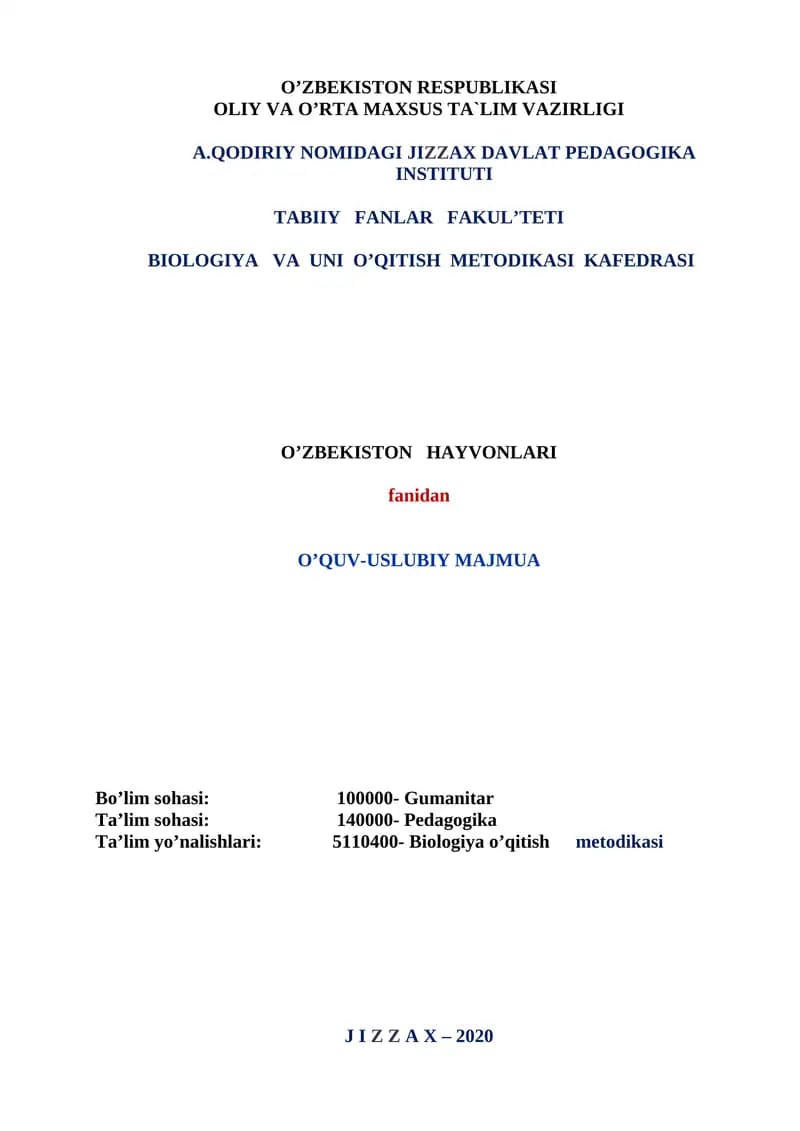 Biologiya o’qitish metodikasi